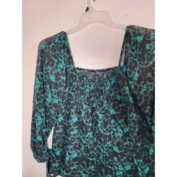 New Isabel Maternity Women's Floral Black & Green V-Neck Square-Back Blouse S - Picture 9 of 9